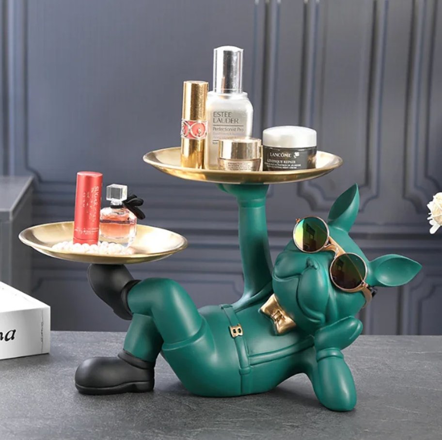 French Bulldog Statue Lounging Green