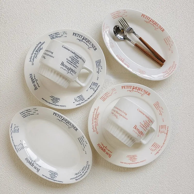 French Coffee Mug & Oval Plate
