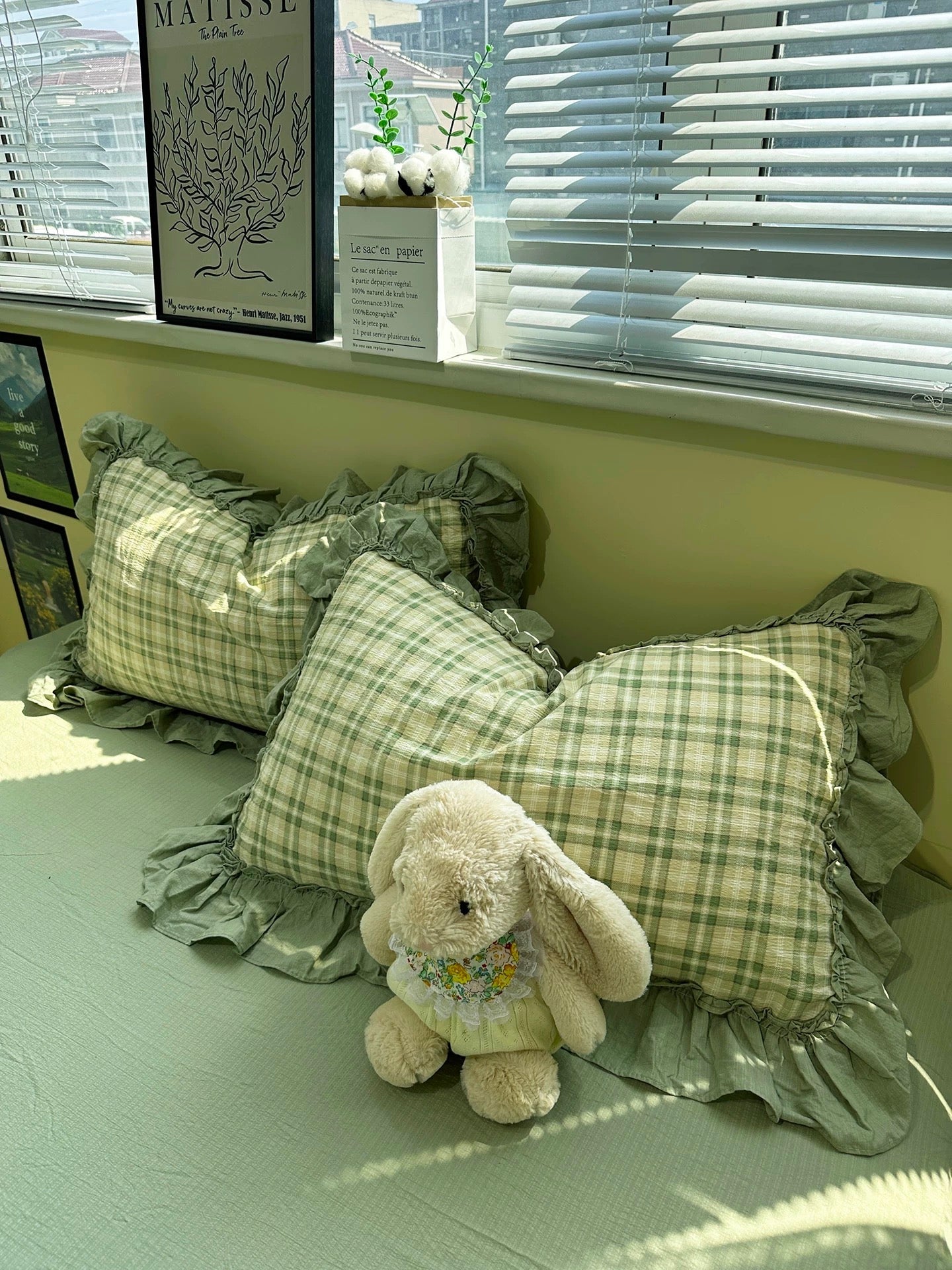 Sage Green Washed Cotton Duvet Cover Set