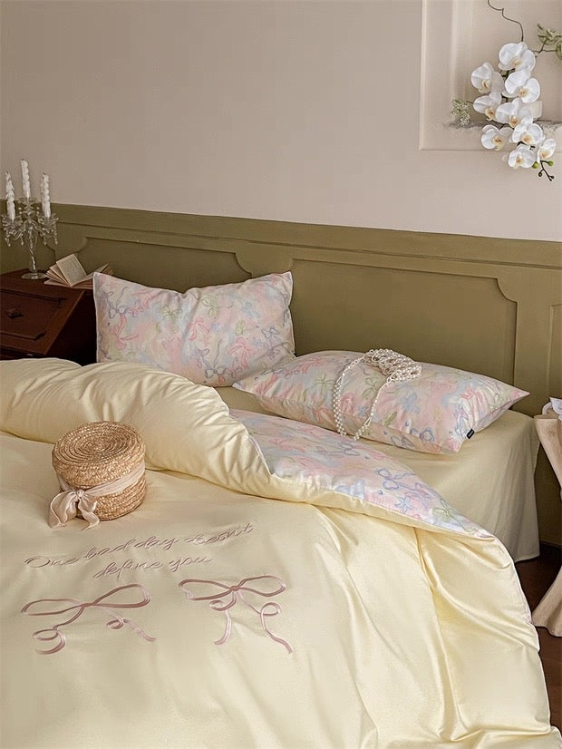 Pink Coquette Embroidered Duvet Cover Set