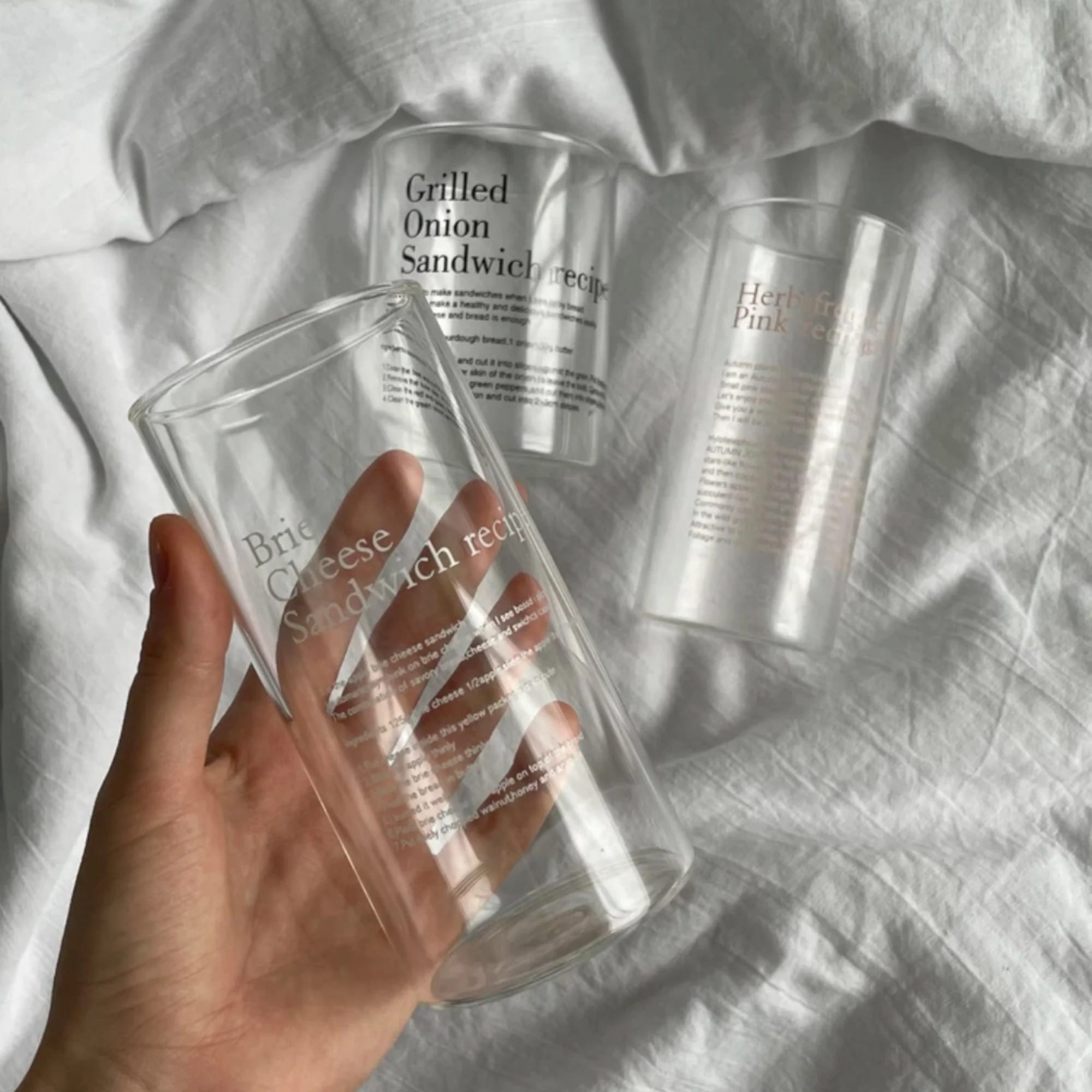 Korean Tumbler Glass White Letter