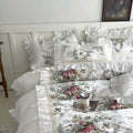 French Rose Cotton Bedding Set – Soft Ruffles & Lace