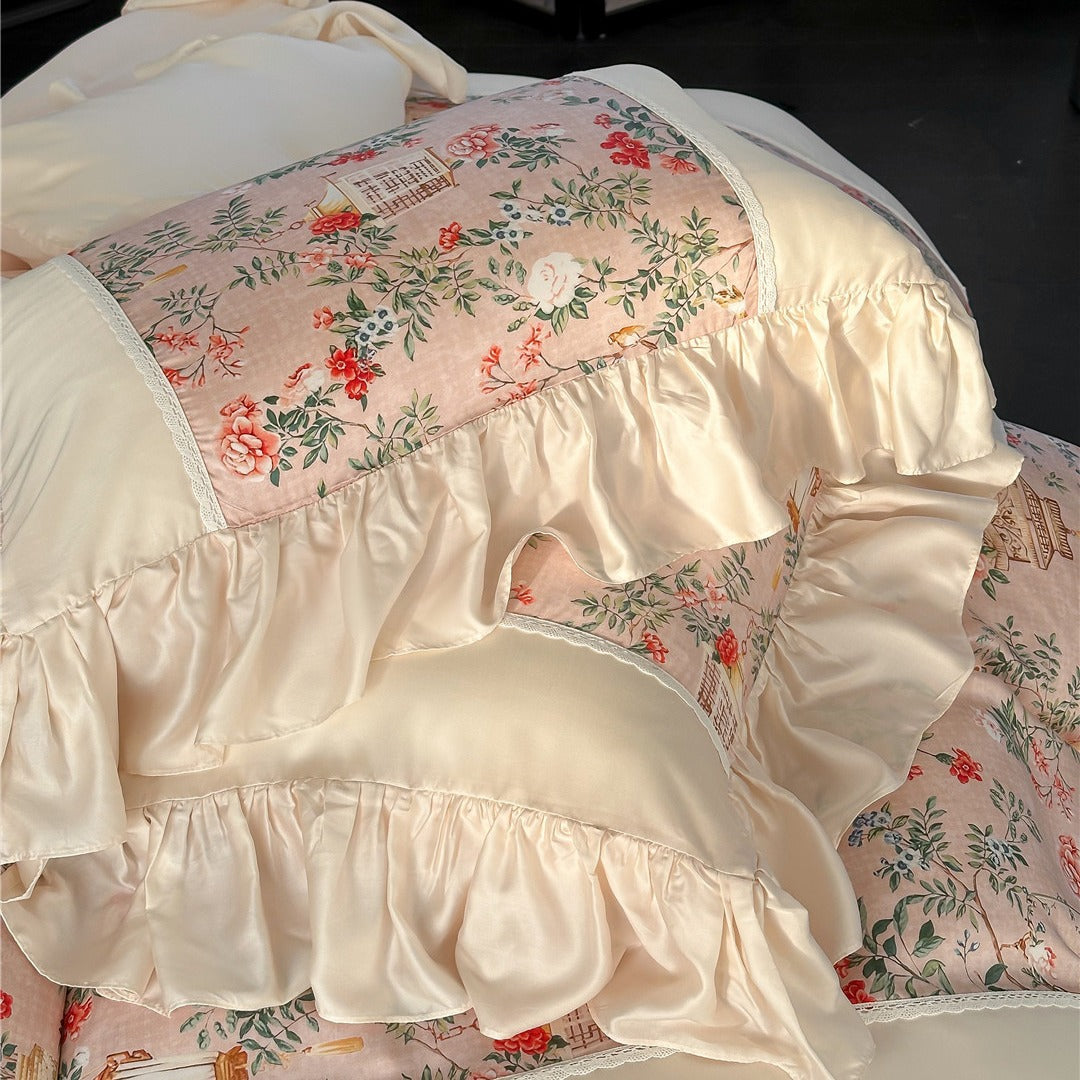 Pastoral Floral TENCEL™ Bedding Set – Soft Ruffles & Elegance