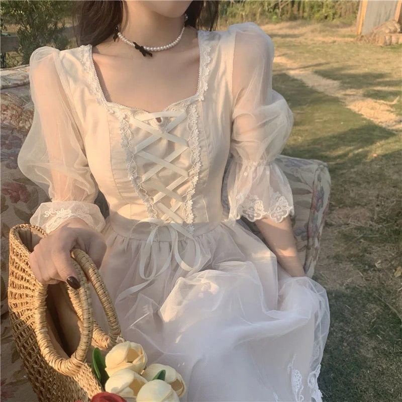 French Vintage Midi Dress