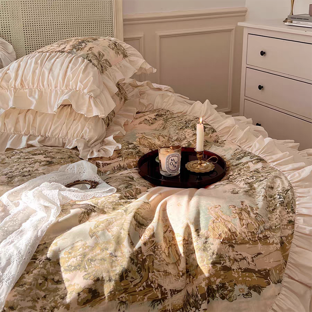 French Vintage Painting Duvet Cover