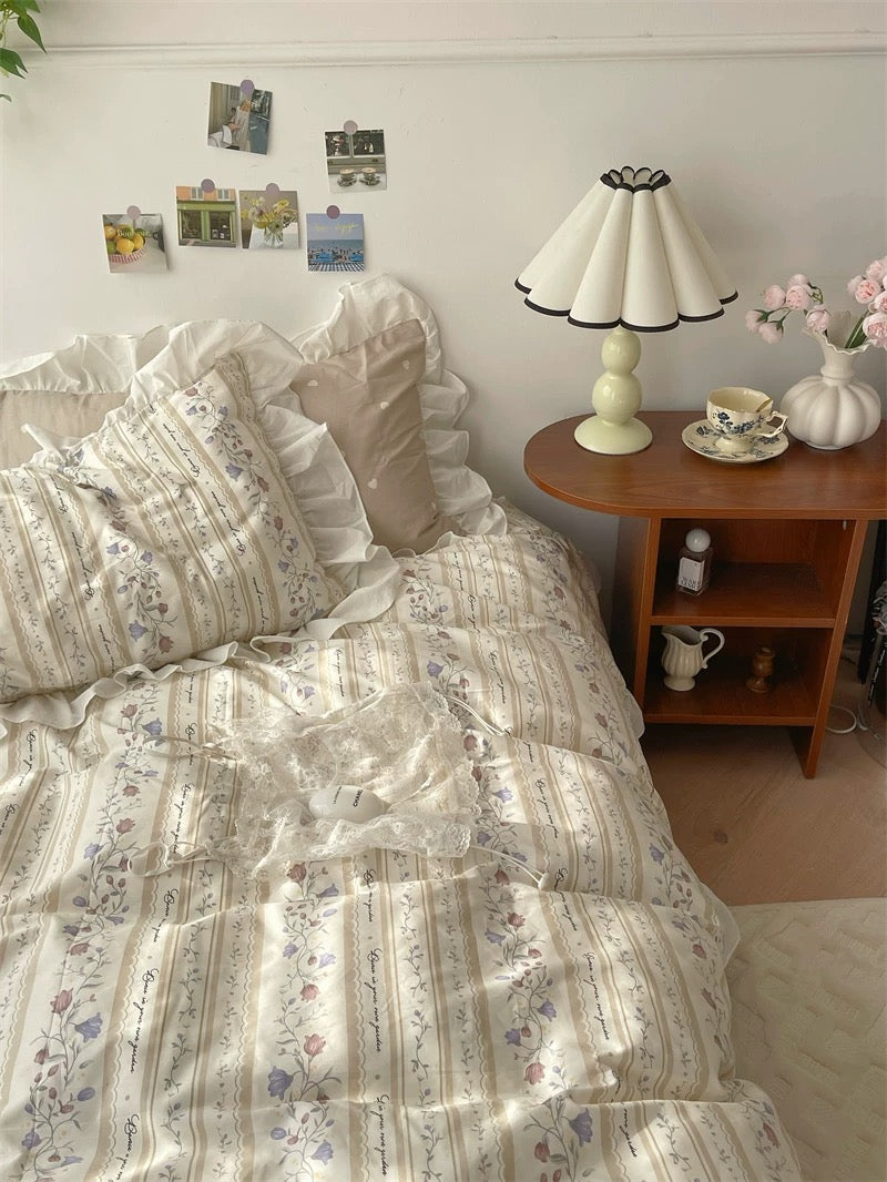 Balletcore Vintage Floral Duvet Cover Set