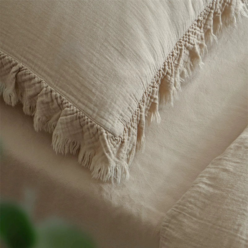 Fringe Duvet Cover Set – Cotton Gauze Bedding