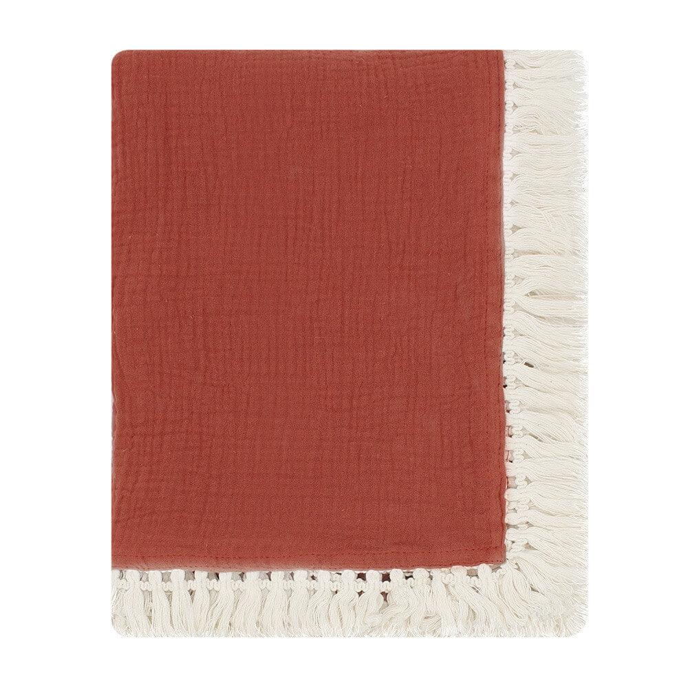 Fringe Cotton Muslin Baby Blanket