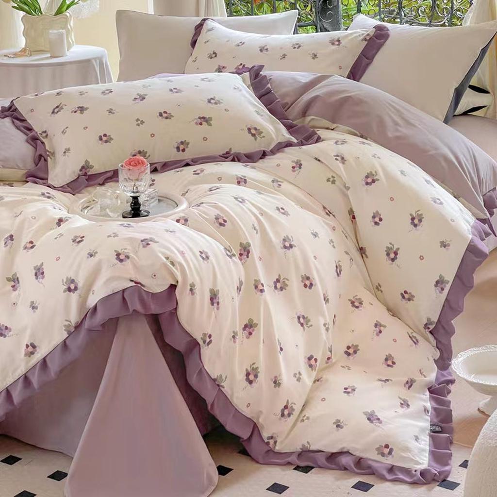 Fruit Ruched Bedding Set - Cherry Grape