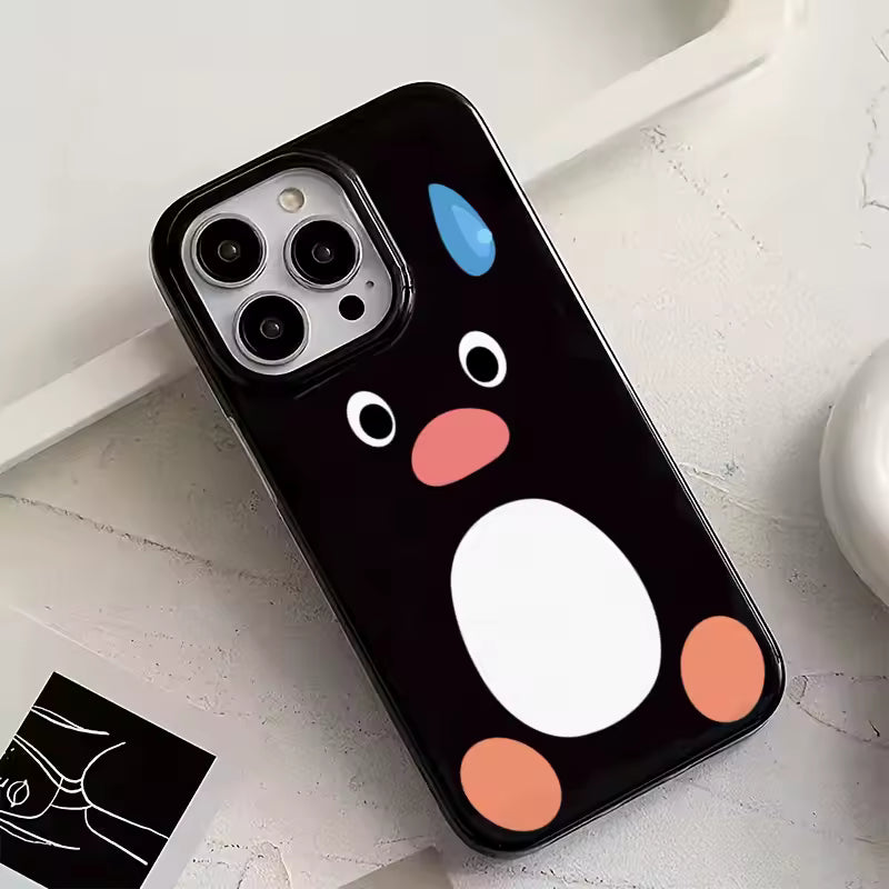 Black Cartoon Penguin iPhone Case