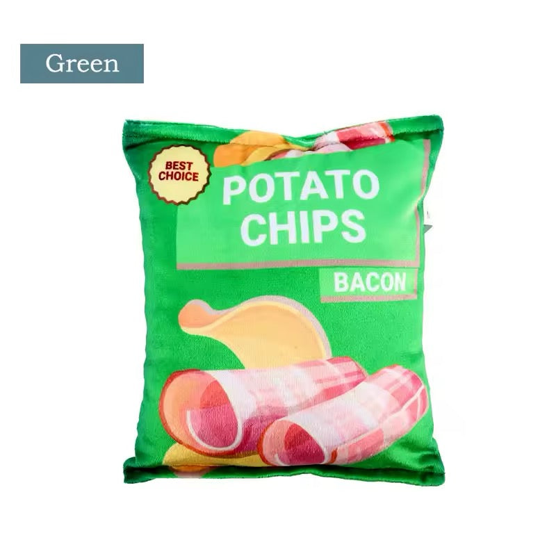 Plush Potato Chips Dog Toy Green