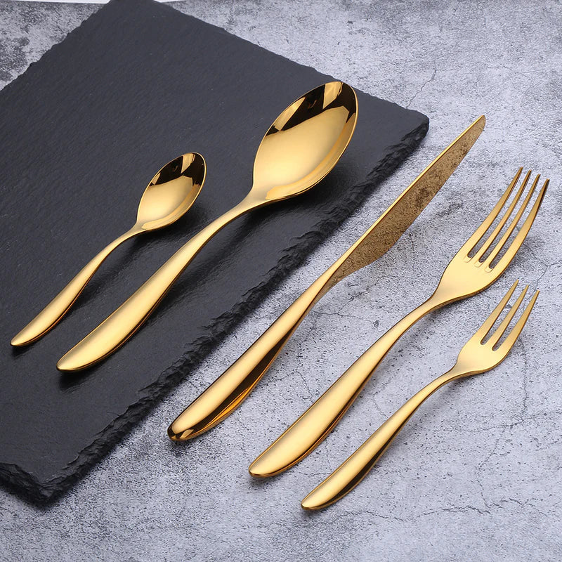Valente Gold Silverware Set – Brushed Flatware