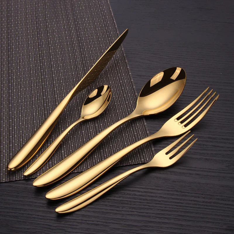 Valente Gold Silverware Set – Brushed Flatware