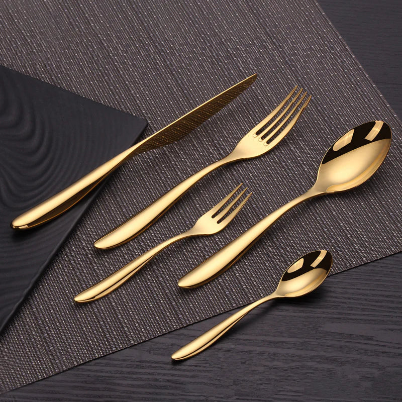 Valente Gold Silverware Set – Brushed Flatware