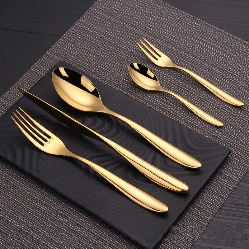 Valente Gold Silverware Set – Brushed Flatware