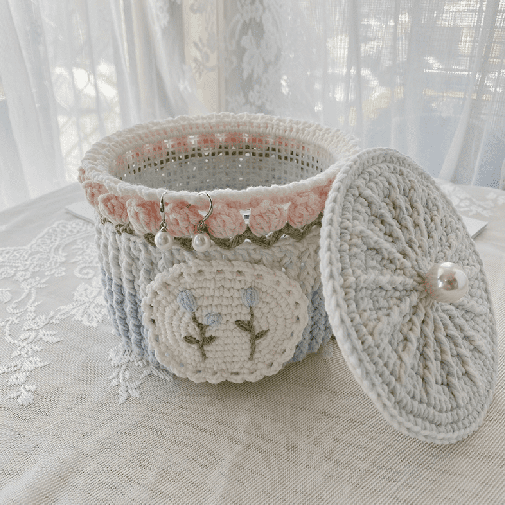 Garden Collection - Handmade Ombre Crochet Organizer Blue