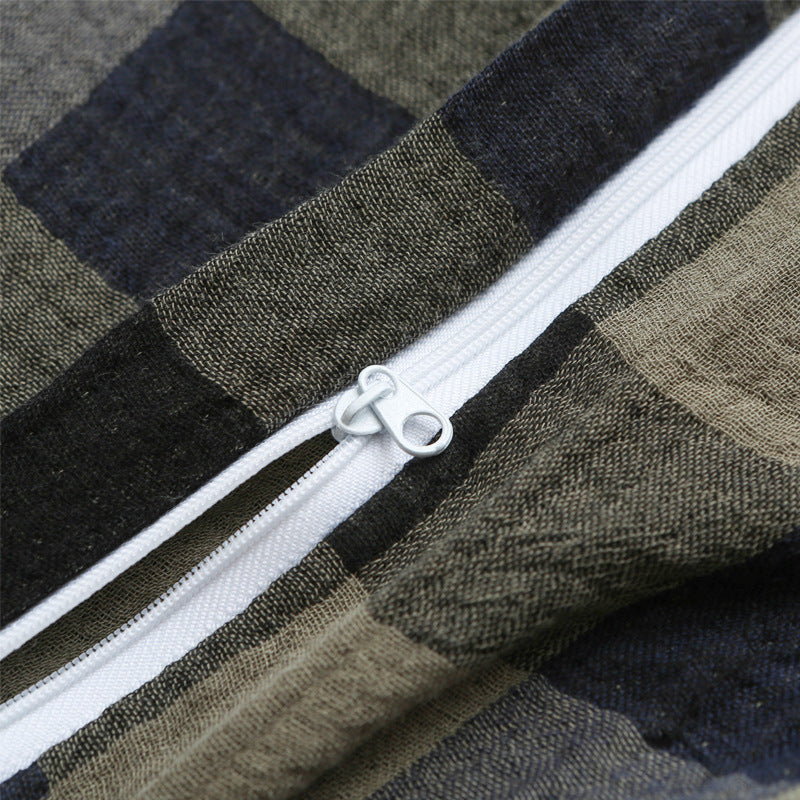 Plaid Cotton Gauze Bedding Set – Soft & Airy Comfort