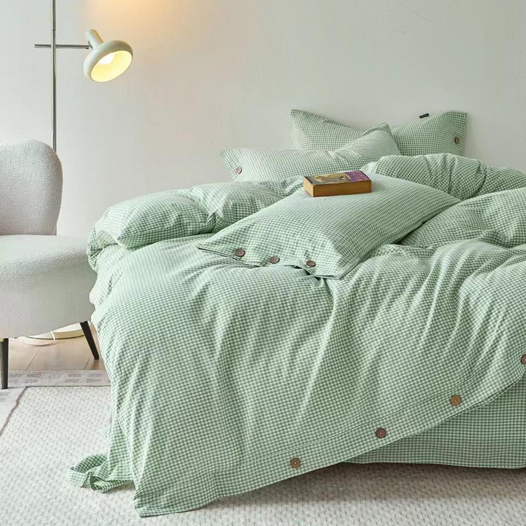 Gingham Bedding Set - Grey