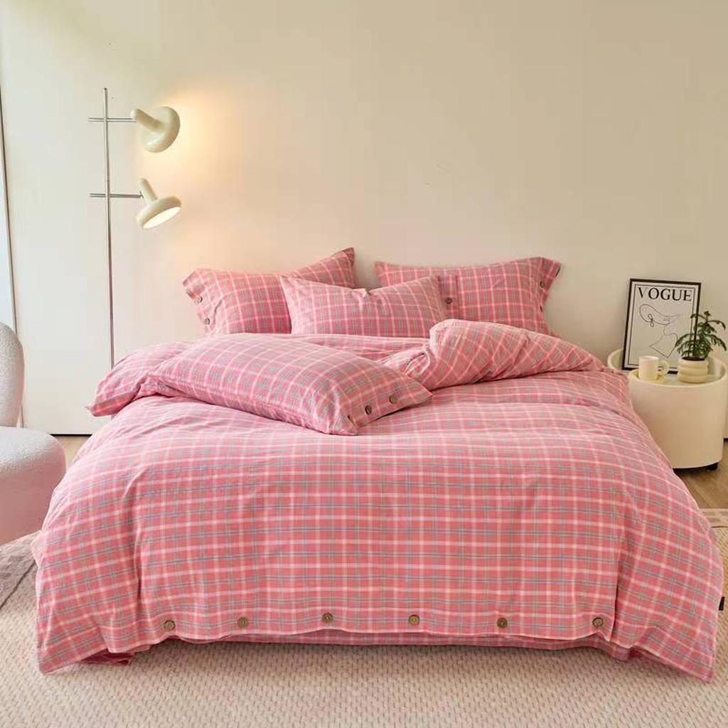 Gingham Bedding Set - Orange