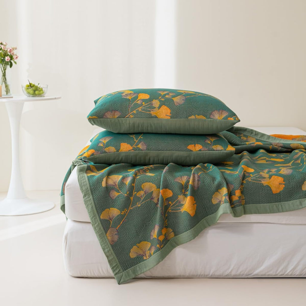 Golden Dusk Ginkgo Quilt Bedding Set