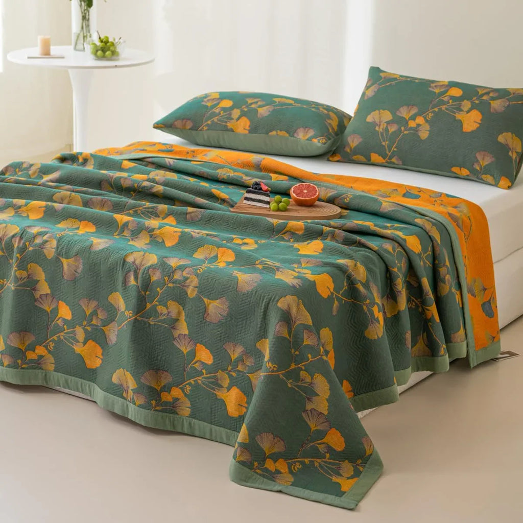 Golden Dusk Ginkgo Quilt Bedding Set