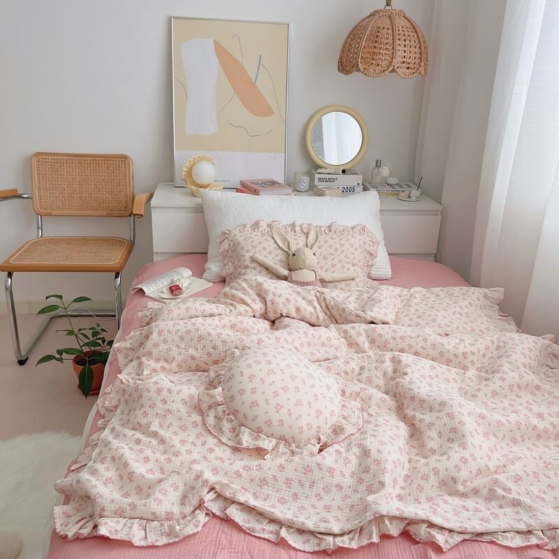Vintage Ruffle Duvet Cover Set – Carmine Floral