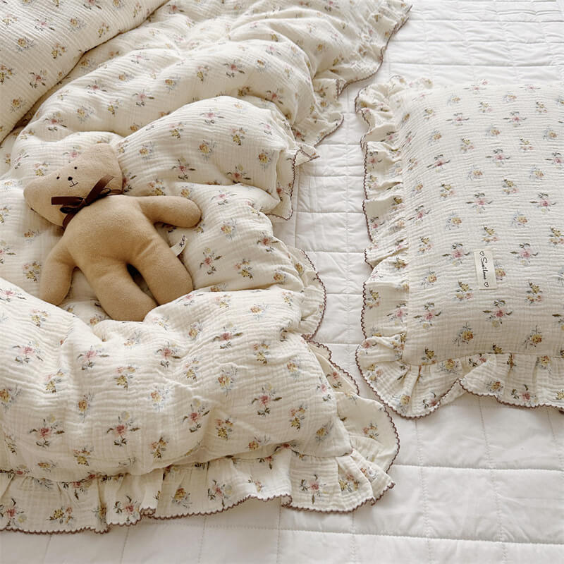 Azalea Floral Duvet Cover Set – Ruffled Cotton Muslin