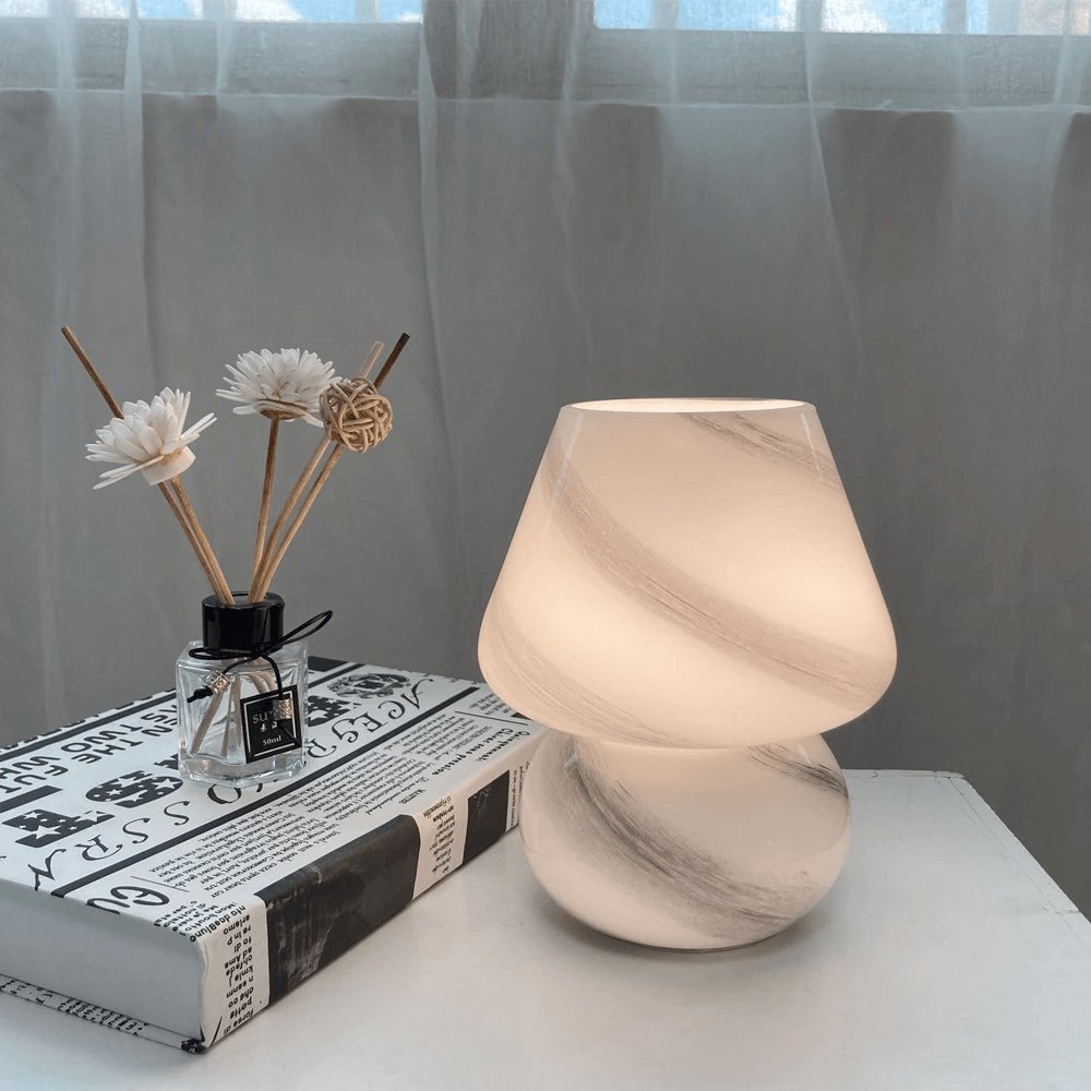 Glass Mushroom Lamp White
