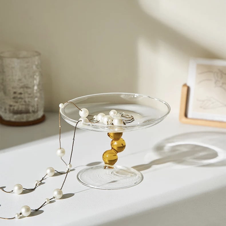 Curved Glass Jewelry Tray Gold