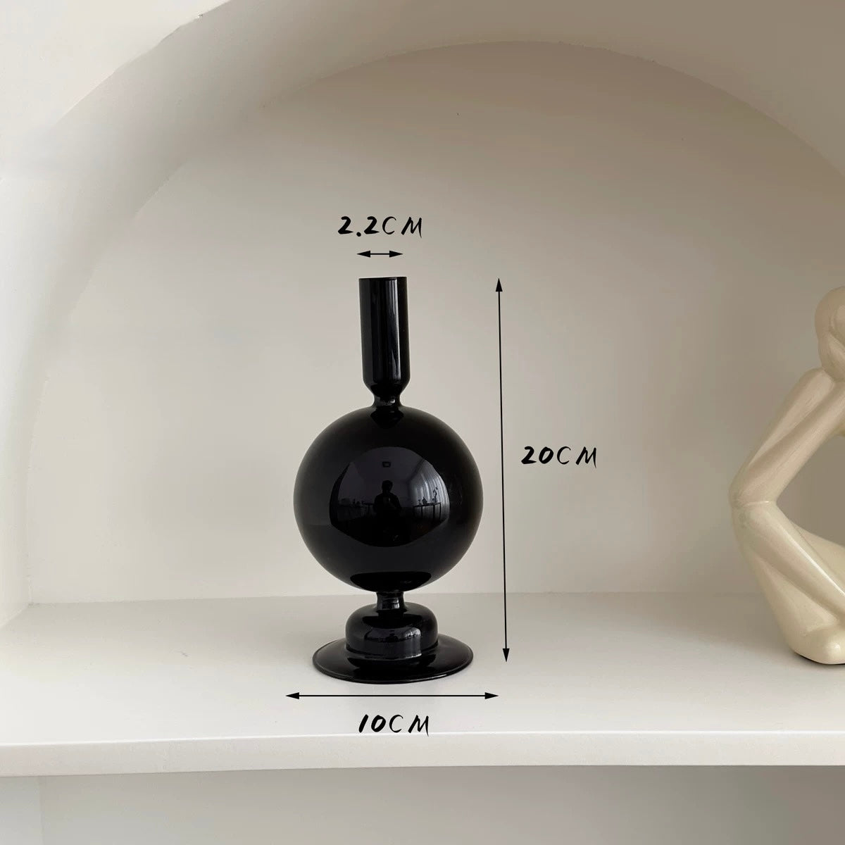 Decorative Black Glass Candle Holder B