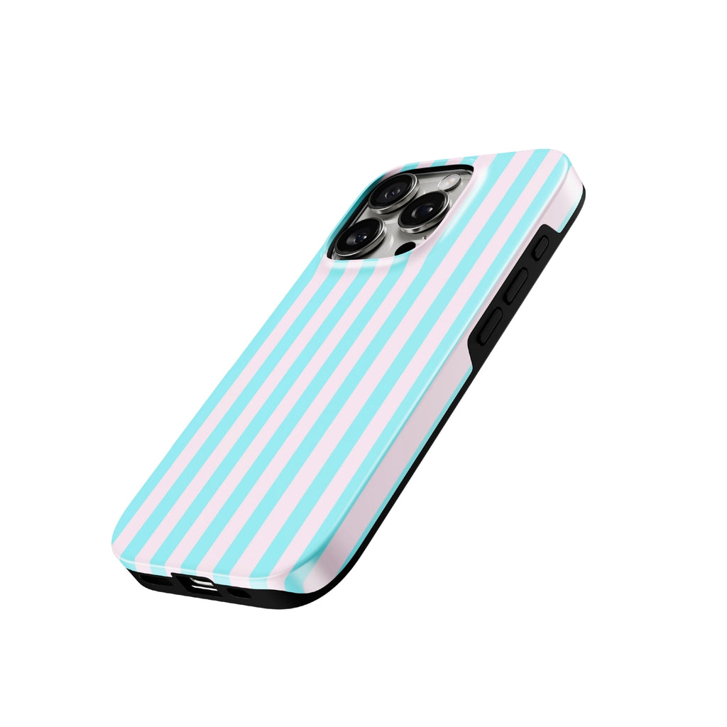 Glossy Turquoise & Pink Striped iPhone Case
