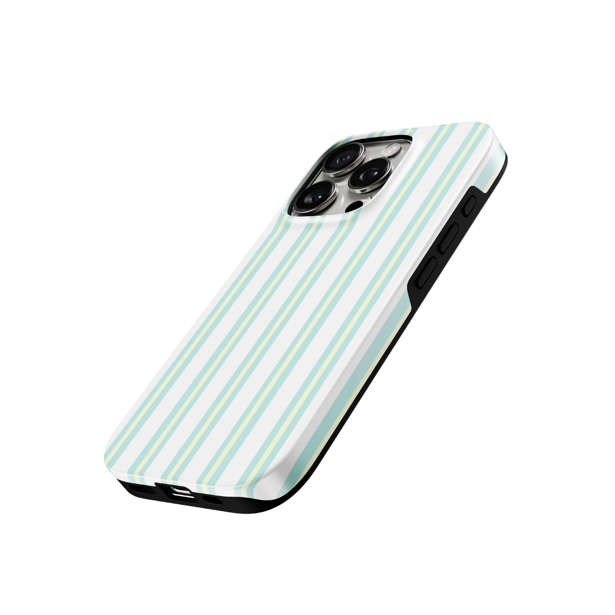 Mint & Yellow Glossy Striped iPhone Case