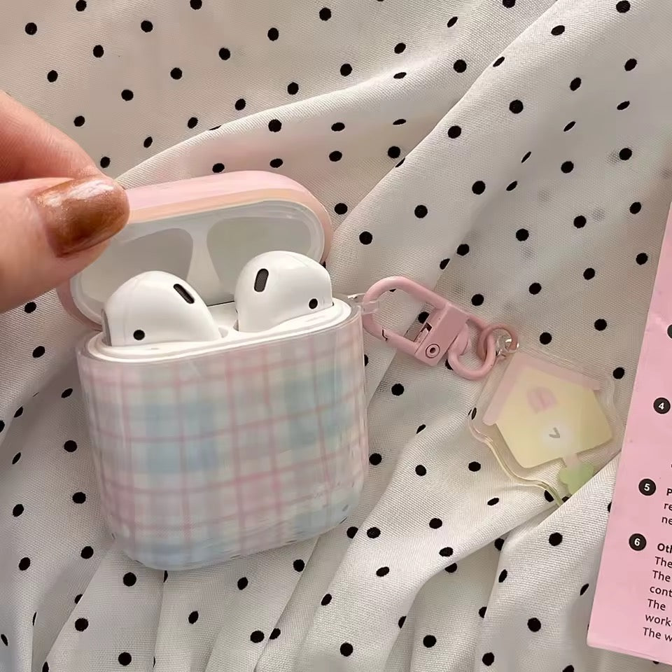 Pastel Pink Plaid AirPods Case