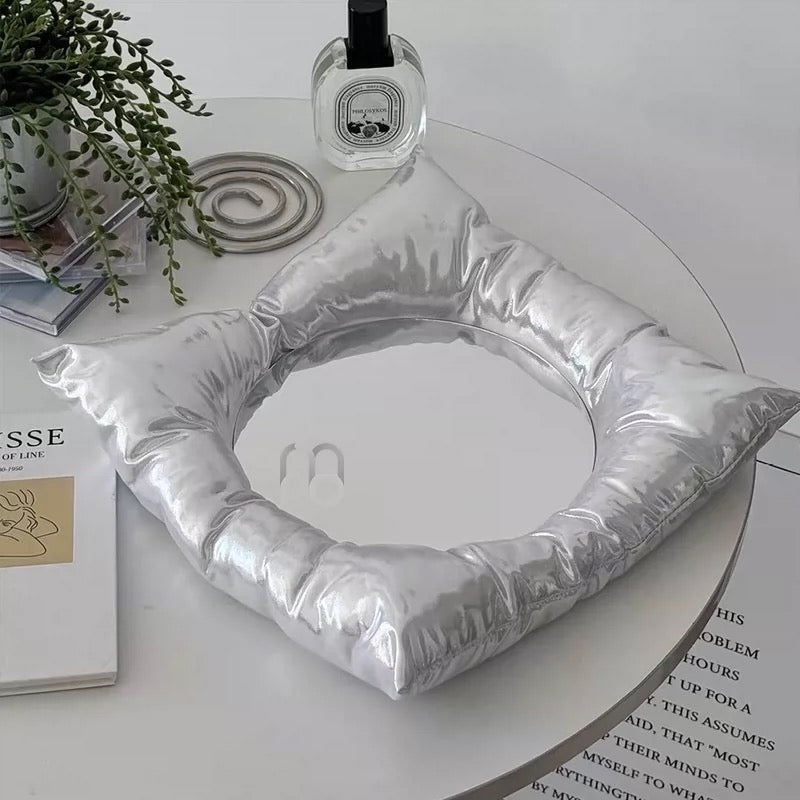 Soft Girl Aesthetic Silver Pillow Mirror