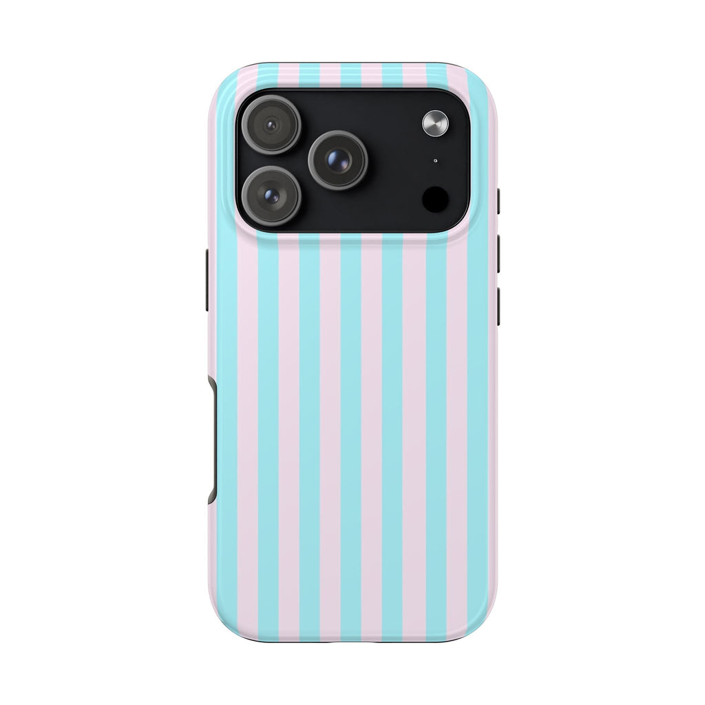 Glossy Turquoise & Pink Striped iPhone Case