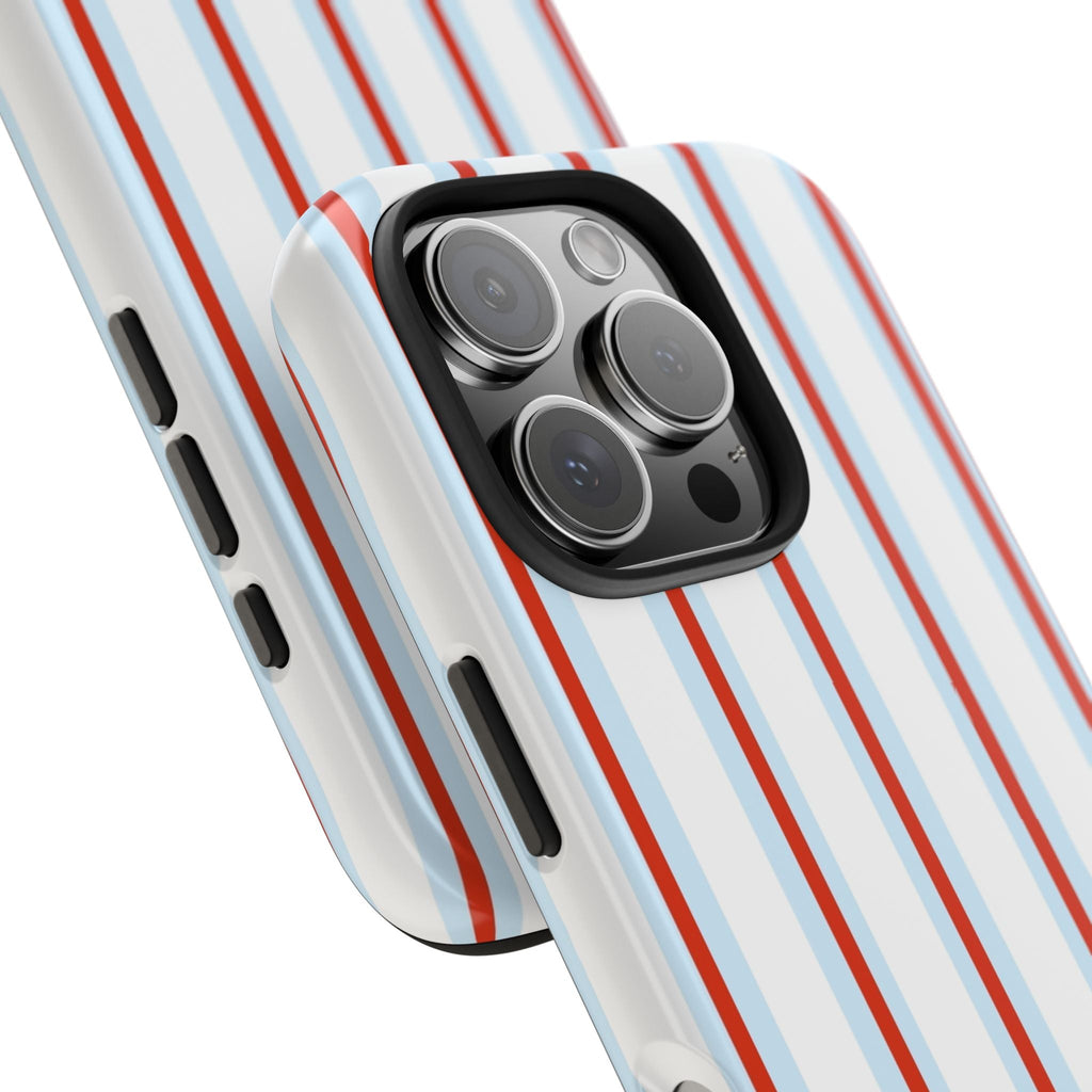 Retro Red & Blue Striped iPhone Case