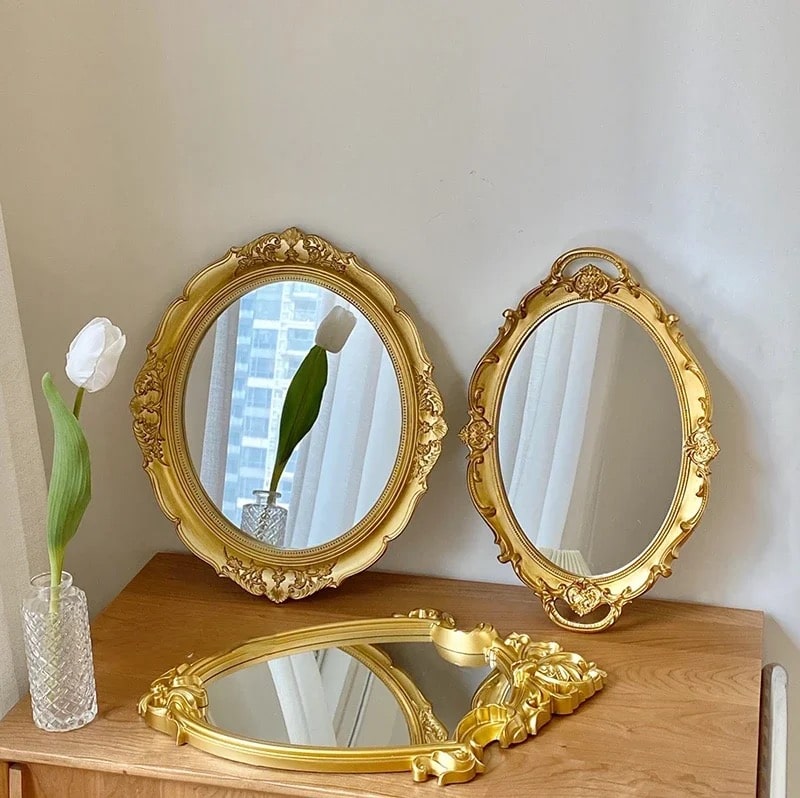 Golden Reflection Mirror and Tray