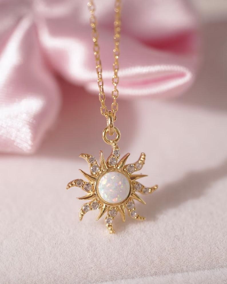 Opal Sun Jewelry Set Pendant