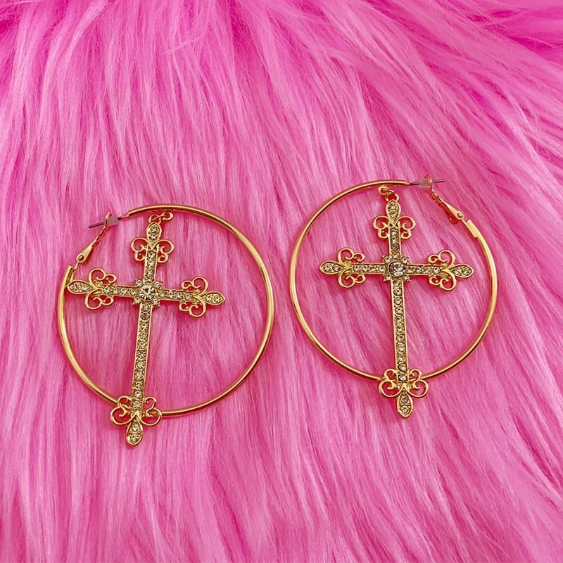 Y2k Cross Earrings Gold