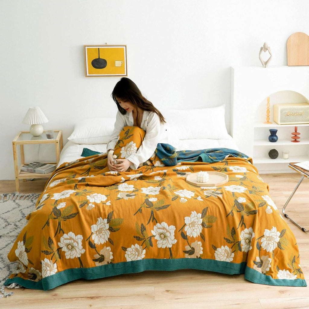 Floral Cotton Throw Blanket