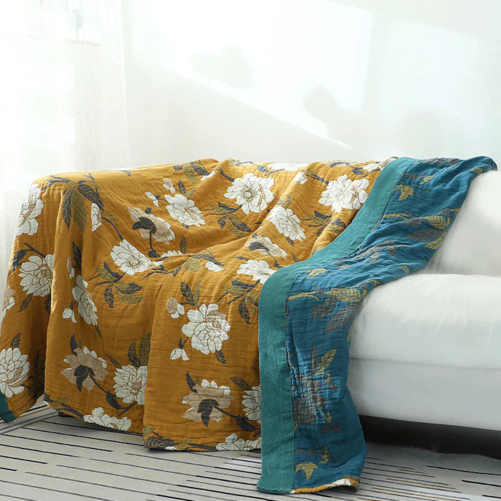 Floral Cotton Throw Blanket