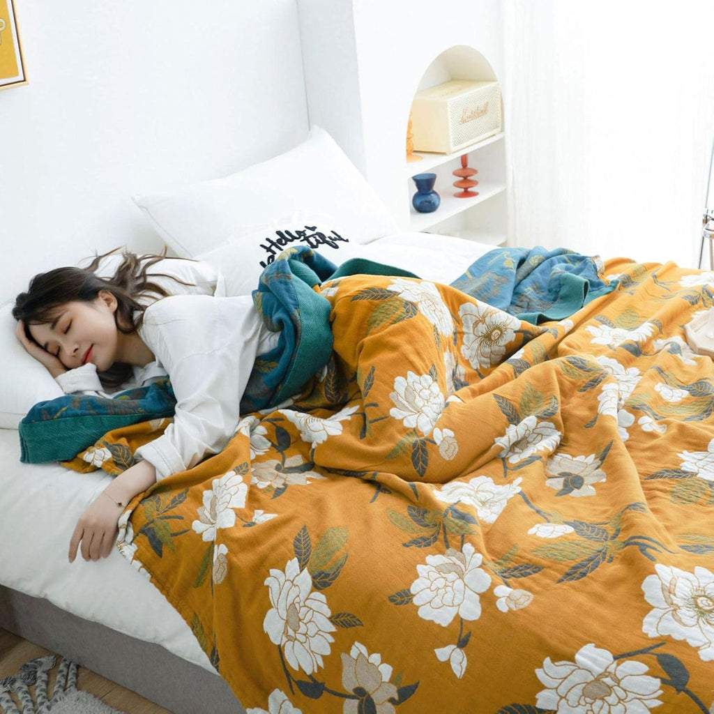 Floral Cotton Throw Blanket