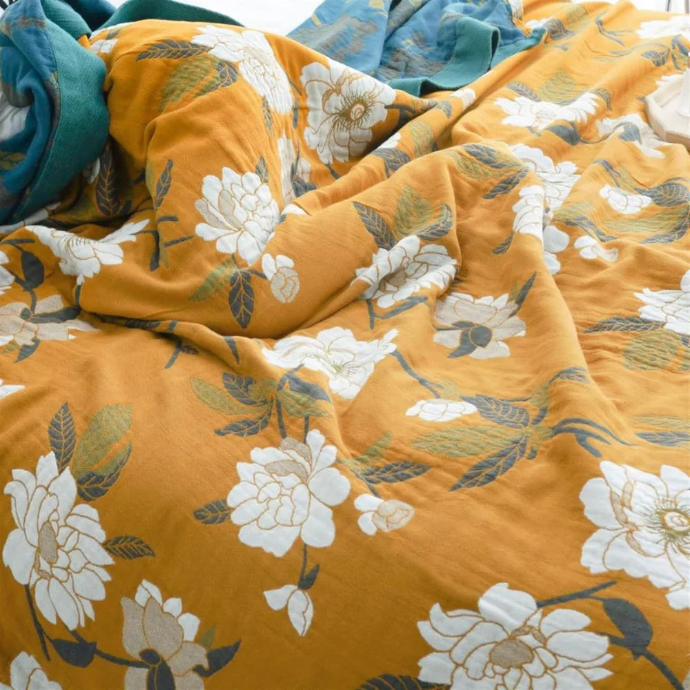 Floral Cotton Throw Blanket