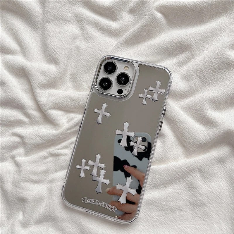 Pink Cross iPhone Case Silver