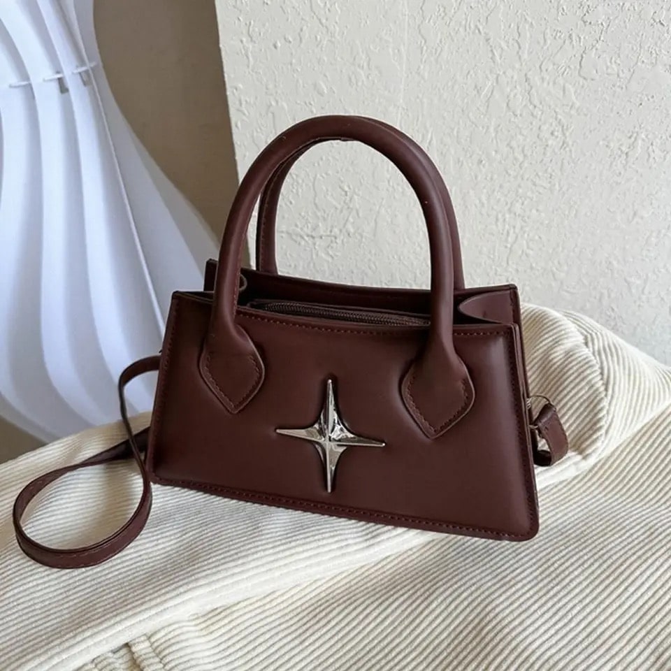 Black Mini Leather Y2k Bag Brown