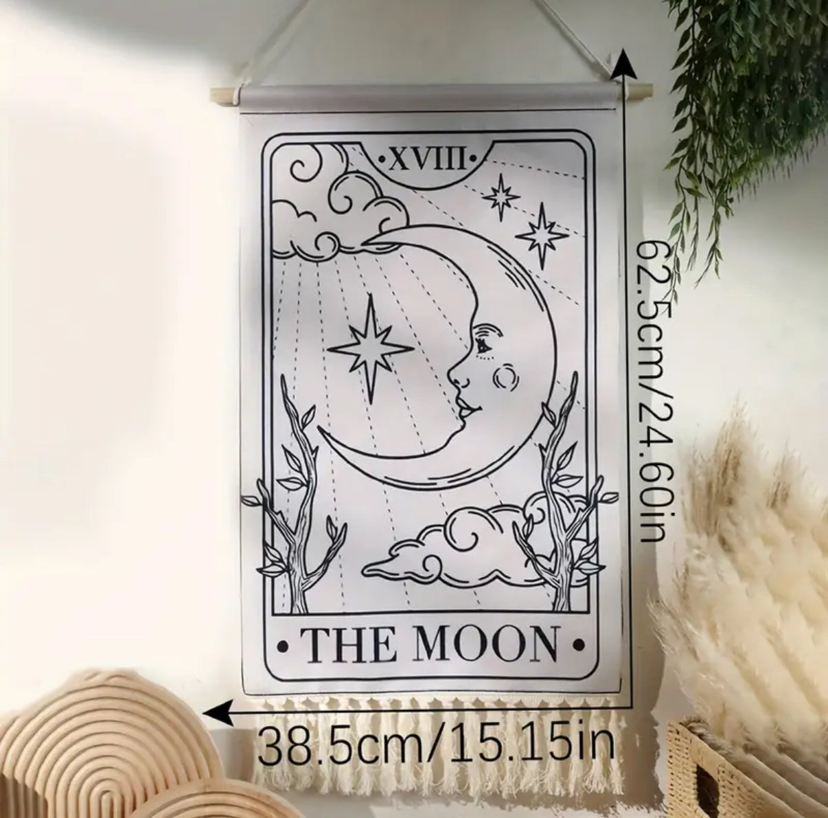 Sun & Moon Tarot Tapestry White Moon