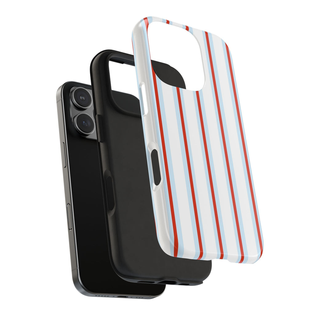 Retro Red & Blue Striped iPhone Case