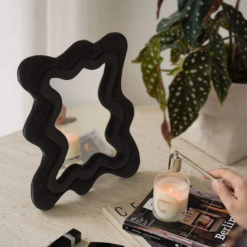 Flocked Wavy Tabletop Mirror