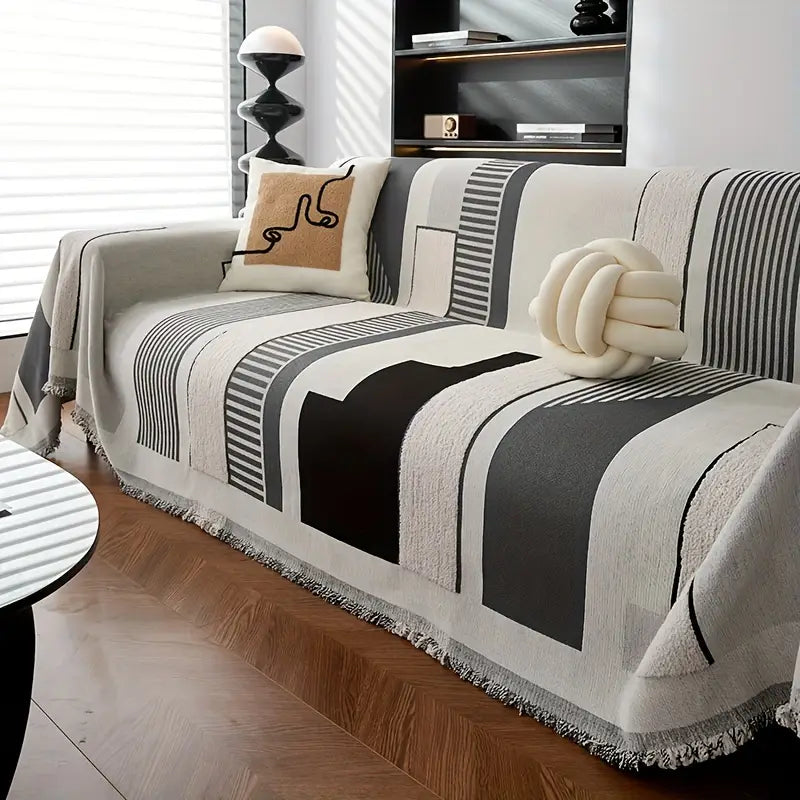Kid & Pet Friendly Couch Cover - Abstract Design Gray Abstract