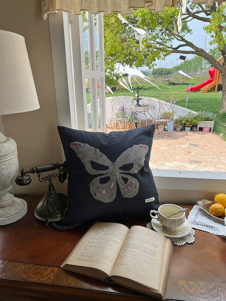 Embroidered Canvas Throw Pillow